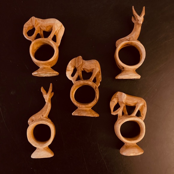 Vintage Other - 🐘Wooden African Safari Animal Napkin Rings